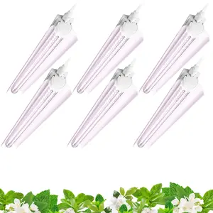 Barrina T8 Grow Light, 144W(6 x 24W, 800W Equivalent), 2FT, Full Spectrum, Linkable Design, V-Shape with Reflector Combo, Pinkish White, 6 Packs