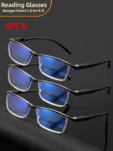 3pcs Ultralight Lightweight Clear Reading Glasses for Women and Men, Far Sighted Optical Glasses with +1.0 to +4.0 Magnification, Perfect Christmas Gifts
