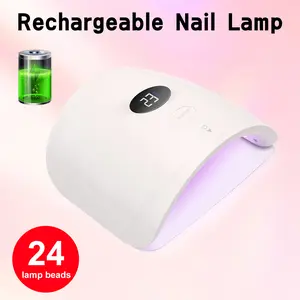 Cordless UV Nail Lamp with 2 Timers & Smart Sensor, Rechargeable UV Light Cures All Gels, Especially Builder, Hard, Extension, Acrylic & Chrome Gel Polishes Pink For Salon & Home