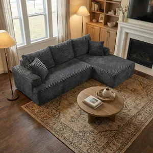95"L L-shaped Living Room Design Comfortable No Assembly Required Popular Non-rigid Combination Modular Sofa Fabric Durable Big Comfy Couch Pillow Soft Holiday Furniture  boneless sectional couch  cloud couch  couches 