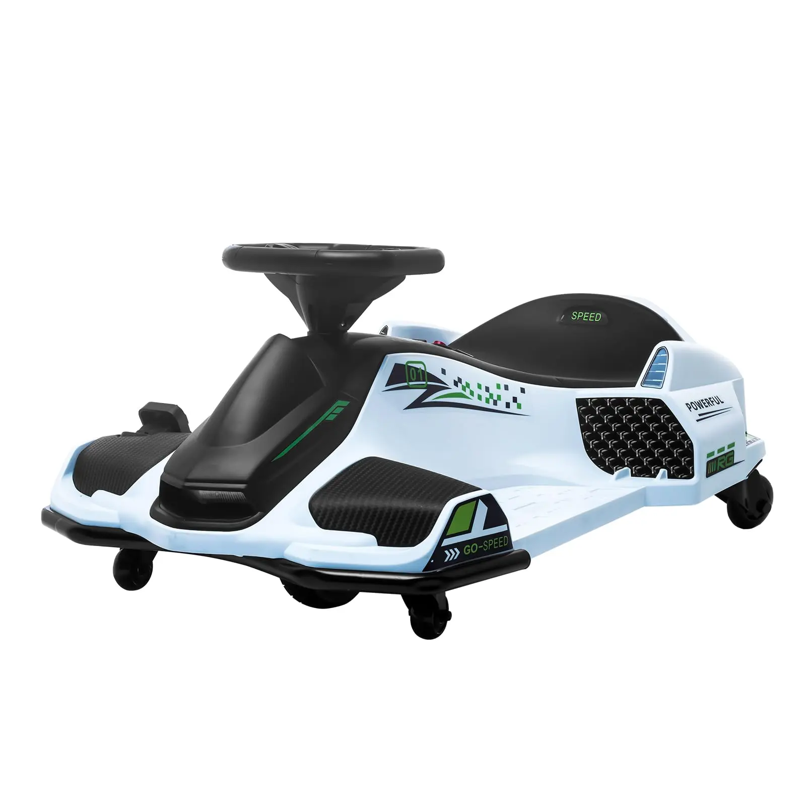 Gaomon 24V Kids Electric Drift Go Kart with Ride on Wheels - 180W Brushless Motor, Variable Speed Battery-Powered Ride-On Toy, Remote Control, LED Lights, Metal Frame, ASTM & CPC Certified, for 8-14 Year Olds (White)