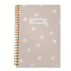 1Pcs Trendy Personalized Journal Spiral Notebook, Spiral Bound Notepad, Brown Background Daisy NOTES Monogrammed Gifts for Women College Ruled Spiral Notebook 5.5*8.3 in With 50 Pages