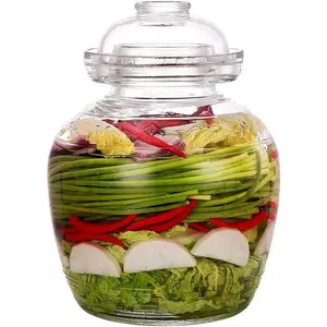 2.5 Liter Glass Fermentation Jar with Lid Water Seal Airlock Fermenting Crock Kit for Pickles Kimchi Sauerkraut Wine Brewing Kombucha