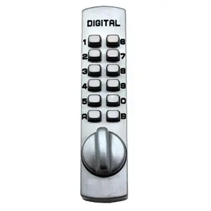 212 MAIN Lockey C-120-SN Satin Nickel Surface Mount Slide Deadbolt - Digital Lock, Electronic Keypad Lock for Motorcycles, Low Profile Accessory with Reversible Bars, Childproof Security Features