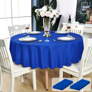 2 Pack Blue Round Tablecloth Waterproof Stain Resistant Wrinkle Free Table Cloth 210GSM Washable Wipeable Circle Table Cover for, Banquet, Wedding (70 inch, 2 Pcs)