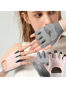 1 Pair Fingerless Workout Gloves, Excellent Grip Strength, Lightweight & Breathable Fitness Gloves, Suitable For Outdoor Cycling, Climbing, Gym Training, Jumping Rope And Weightlifting, Diverse Styles Gym Accessories, Home Exercise, Women's Gym Gloves,