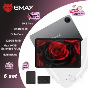 【MothersDayGift】2026 BMAX-i10PLUS 10.1"  new smart AI Android 16 Octa-Core tablet bundle 6 in 1 with Keyboard Case Stylus Type-C Charging,Adapter and headphones,Bluetooth 6000mAh Battery 5GWIFI Multitasking ,for work,games,study,Mother's Day Gift