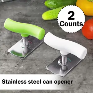 2 Counts Stainless Steel Jar Opener for Easy Opening, Anti-Slip Grip with Leverage Design for Effortless Twisting, White & Green