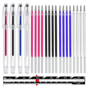 4 Colors Heat Erasable Pens for Fabric with 20 Refills, Heat Erasable Fabric Marking Pens for Sewing Quilting Crafts DIY Dressmaking Tailors Chalk Fabric Markers