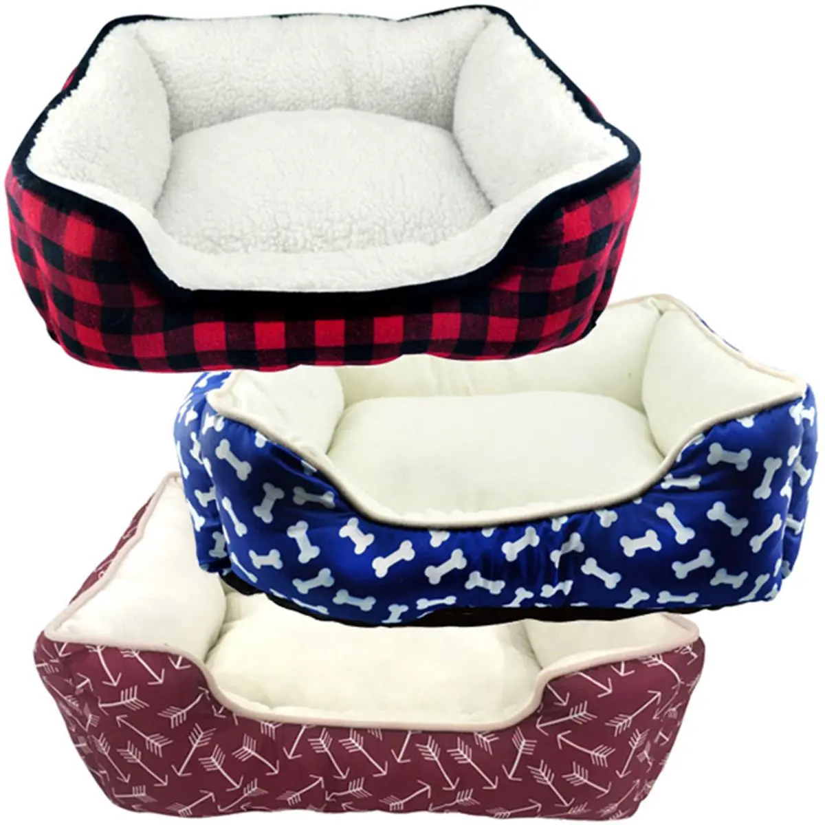 Slumber Pet ZA2227 Cuddler Bolster Bed - 1.64 lbs, 20" L x 16" W x 7.5" H, Red Arrow Print, Cuddly Soft Sherpa, Bumper-Style Design for Dogs & Cats