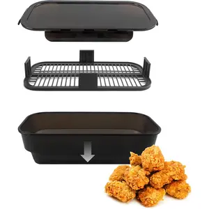 Collapsible Batter Bowl - Mess Free Breading Shaker Container -  for Fried Fish, Fried Chicken, Onion Rings, Wings & More, Black