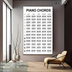 2D fiat Piano chord chart, modern art wall - suitable for home decoration and creativity, applicable for home, office or cafe decoration, wall decoration, canvas painting, frameless