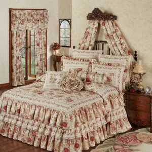 Heirloom Rose Floral Ruffled Grande Bedspread
