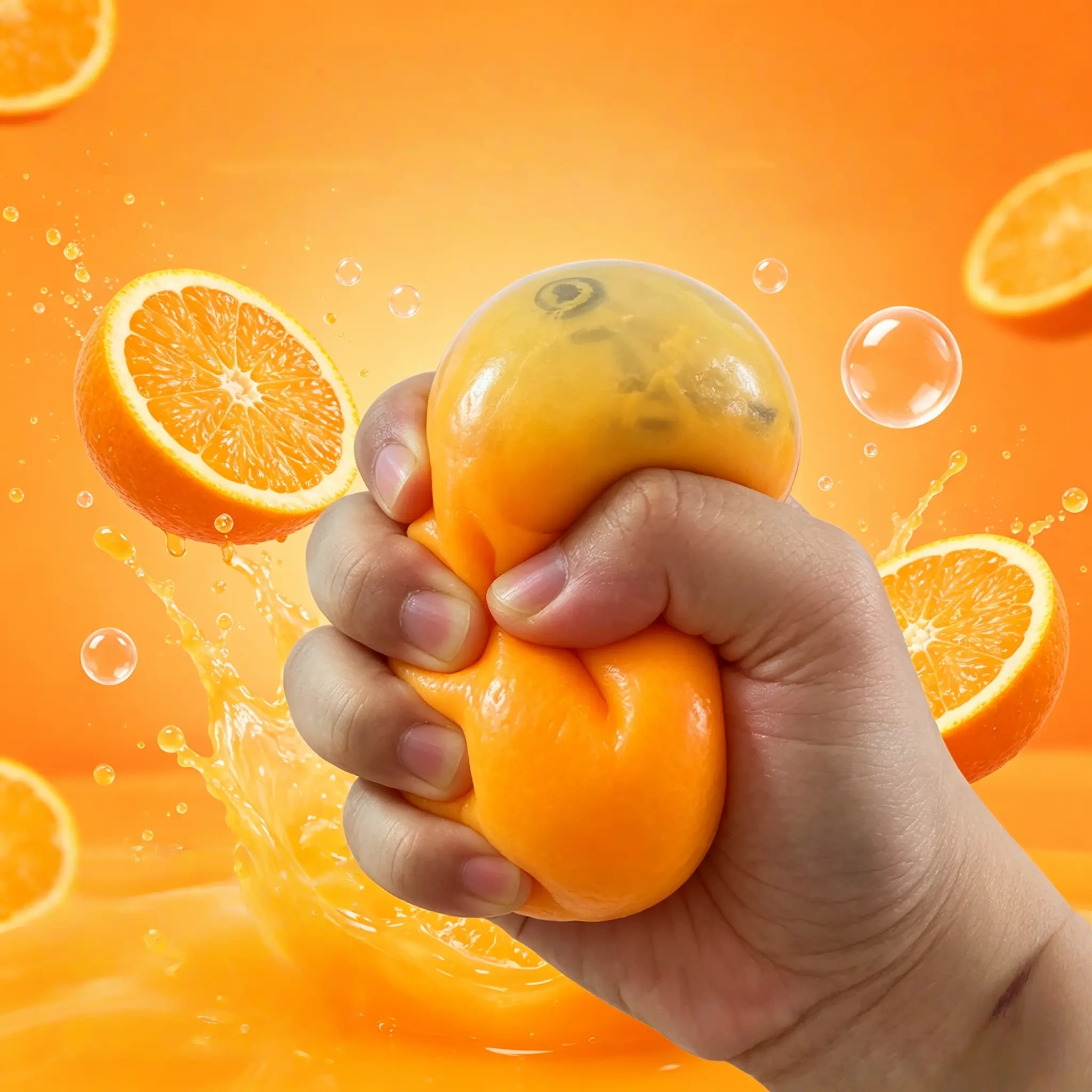 [Crunchy Orange Fidget ASMR] Fruit Orange Crunch Squishy Fidget Squeeze Toy