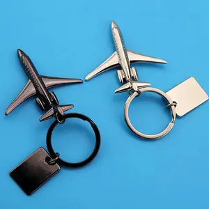 Airplane-themed travel keychain, creative metal pendant, airplane-related souvenir, airline keychain