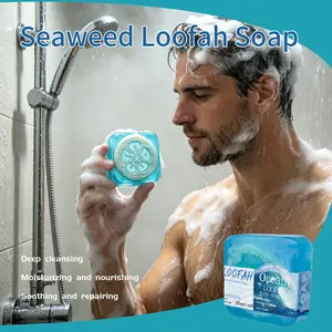 Ocean Melon Soap 100g Handmade Essential Oil Soap, Luffa Loofah Soap, Ocean Sea Salt Cleansing Bath Bar, Moisturizing & Nourishing