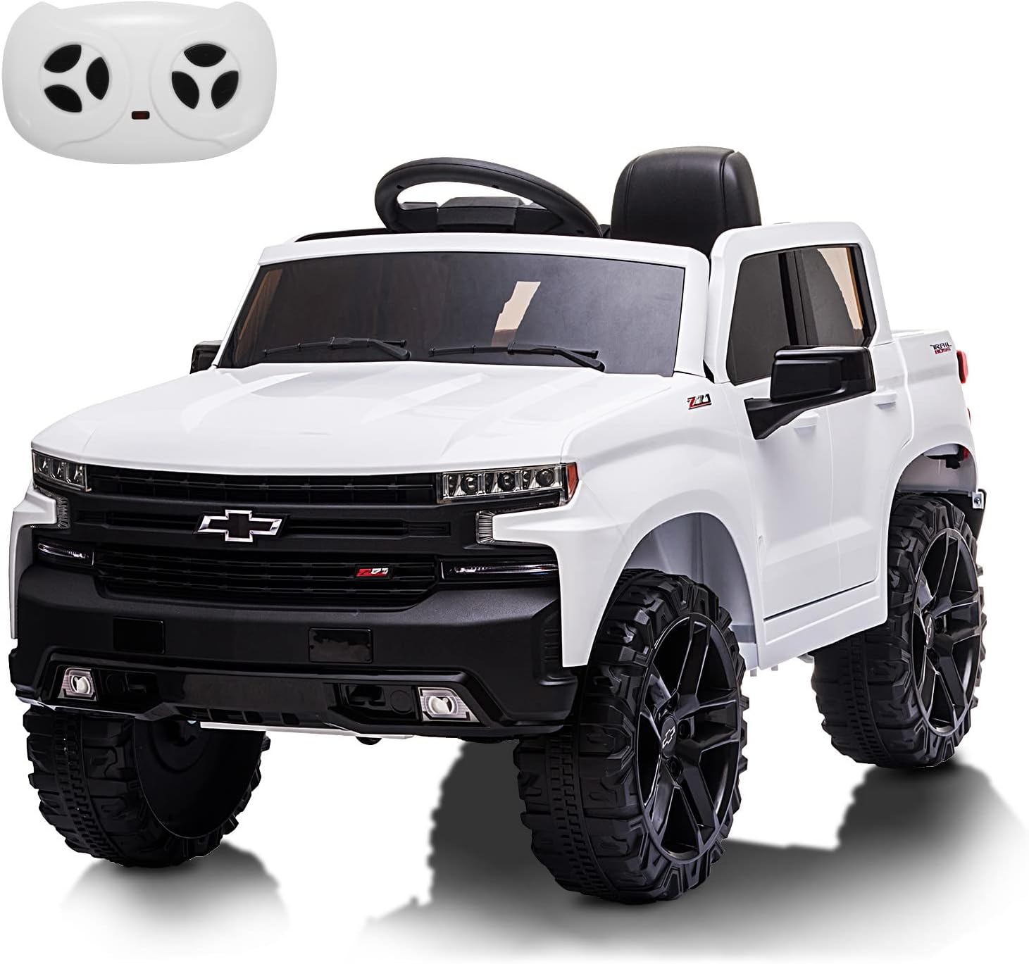 Ride on Truck with Remote Control for Kids, 12V Battery Powered Licensed Chevrolet Silverado GMC Ride On Car Toddler Electric Vehicles, MP3 Music,FM R