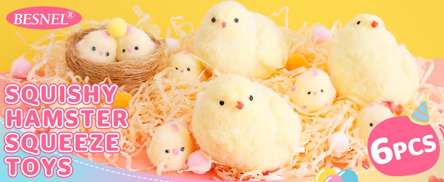 6Pcs Big Taba Squishy Fidget Toys-3.15in, Handmade Ultra Soft Chick Taba Squishy Kit, Cute Fidget Toys Silicone Squeeze Toys for Kids & Adults Stress Relief (Chicken)