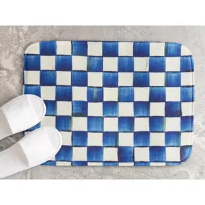 Mackenzie Childs Royal Check  Doormat ,Non Slip Front Door Mat Outside Absorbent Rubber