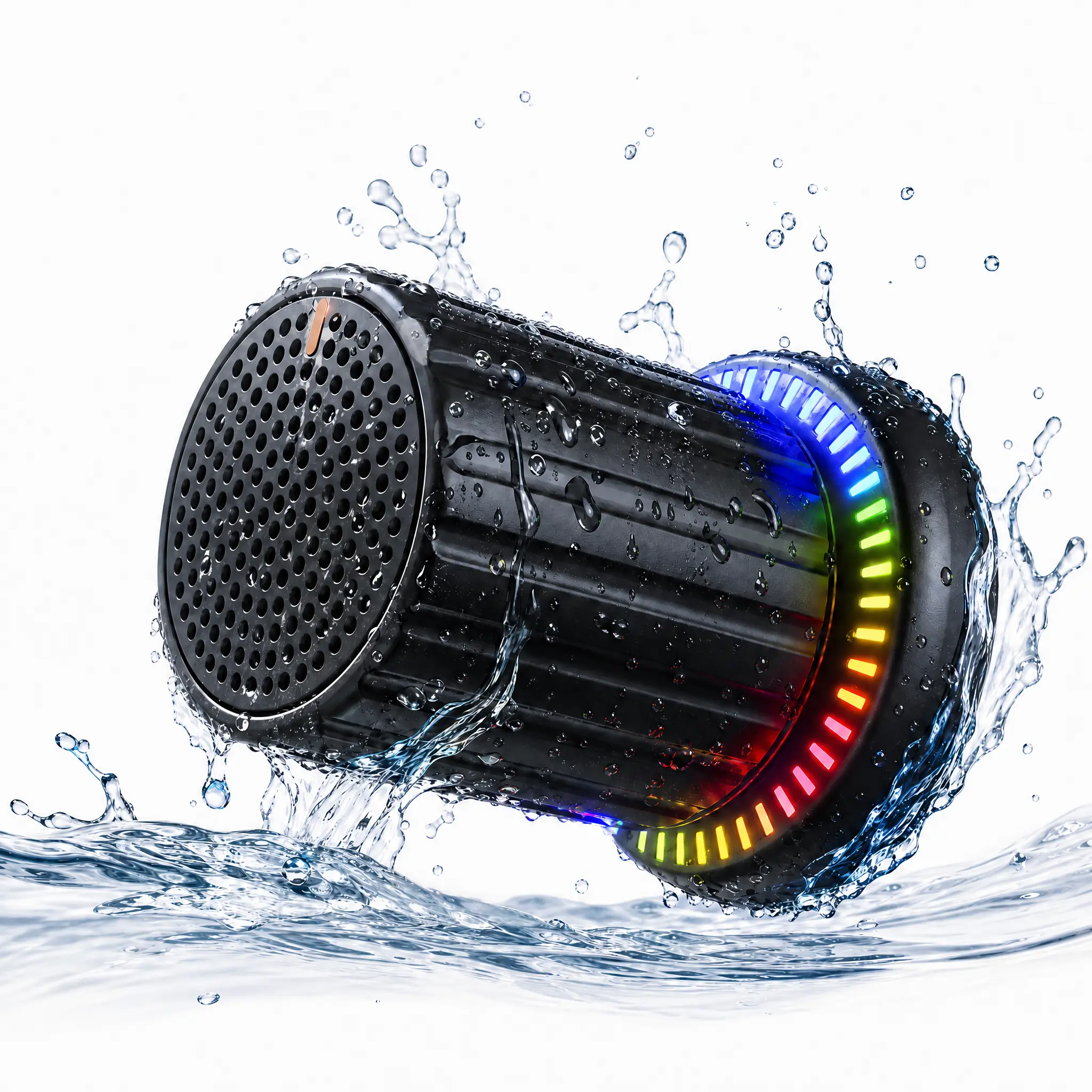 IPX7 Waterproof Portable Bluetooth Speaker - Rotatable Knob, 7-Color LED Lights, Stereo Audio, Rechargeable Multifunctional Wireless Shower & Party Speaker, Shower Speaker, Led Light Speaker