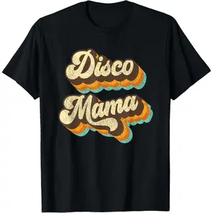 Disco Mama Womens Retro Costume T Shirt for 60s and 70s Party Fashion