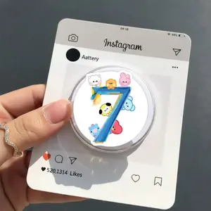 Cute Number Seven Cartoon Phone Grip Stand Colorful Kawaii Bear Design Holder For iPhone Samsung Adjustable Desk Support Accessory