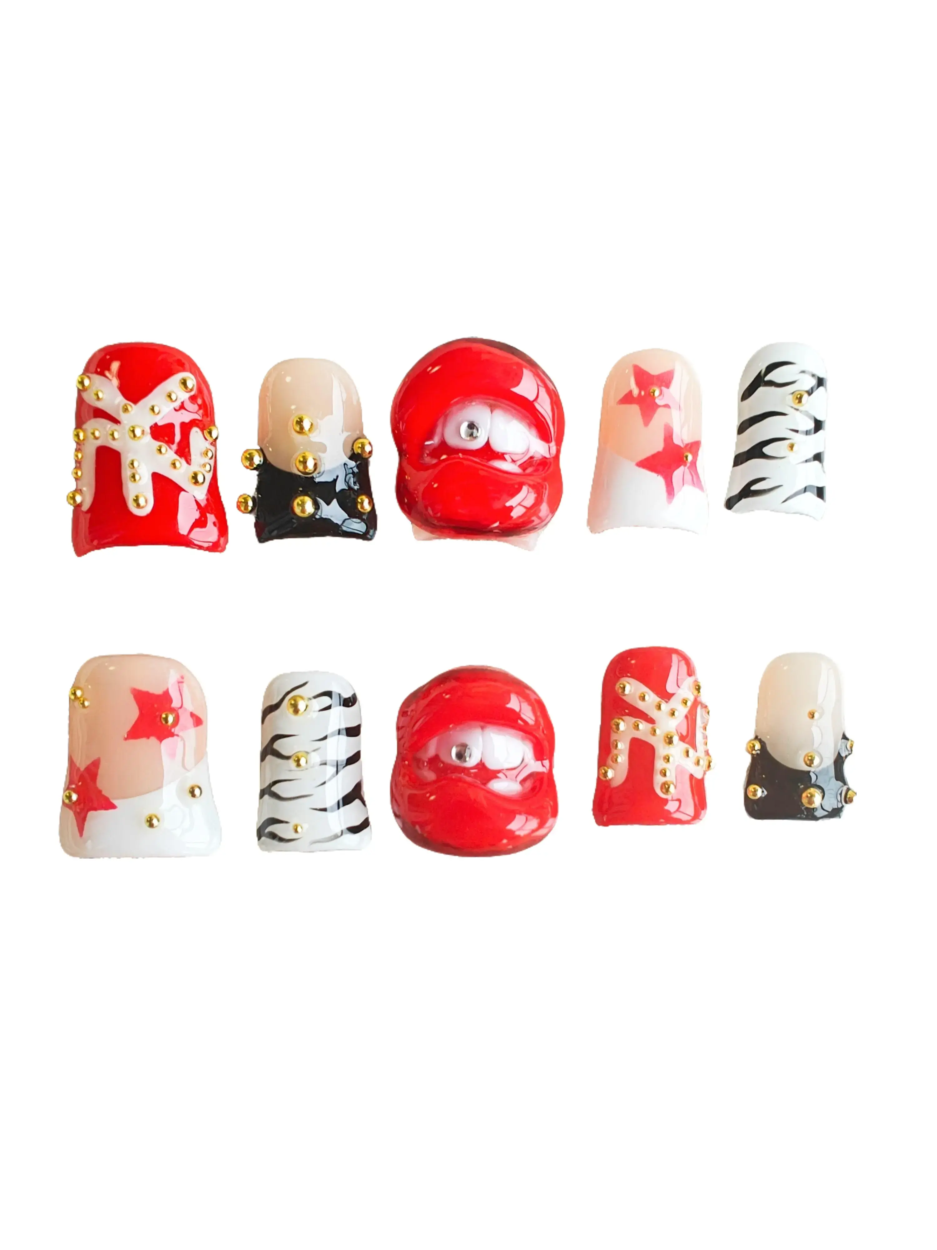 Jmnails duck nails 10Pcs Handmade High Quanlity Acrylic Press on Nails Art Beautifull Nails Party Luxury Fashion Comfortable and Reusable Nails Rhinestone Glue Glitter Glue