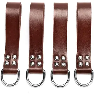 Leather Tool Belt Suspender Loops Heavy Duty Strap Connectors Accessories (Attachment 4-Piece Set) (brown)