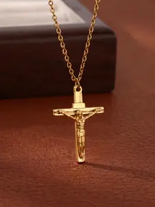 Unisex Cross Necklace, Pendant Chain Jewelry Gift Accessory, Jesus Christ Religious Symbol Design for Men Women