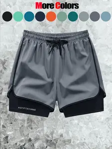 Men's Casual Athletic, Athleisure Shorts Breathable, sweat-wicking running shorts Inner lining with pockets Stretch, relaxed fit Drawstring waistband Quick-dry three-quarter length Perfect for workouts Lightweight Breathable Shorts