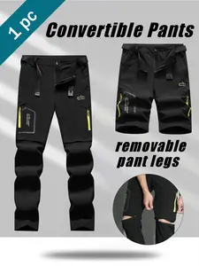 Men's Outdoor Quick-Dry Pants, Outdoor Activities Trousers, Detachable Two-Piece Design, Multi-Pocket & Adjustable Waistband, Ideal for Hiking & Camping