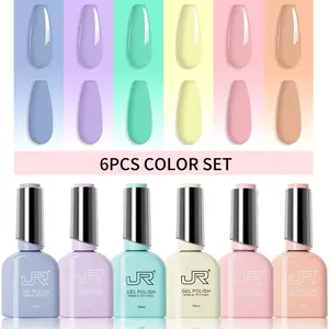 JR 6Pcs 16ML Novice Suit HEMA and TPO Free Nude Red Pink 48colors Gel Polish Set Glossy Long Lasting Soak Off Gel Nail Polish Kit Nail Art Nail Care Manicure Salon DIY at Home for Girl