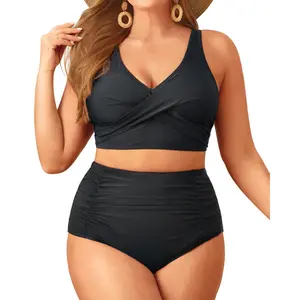 Aqua Eve Women Plus Size Two Piece Swimsuit High Waisted Bikini Set Tummy Control Bathing Suit  SwimWeek  summervibes