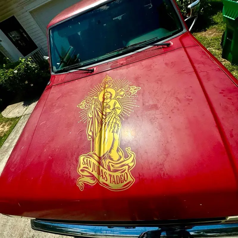 San Judas with praying hands Decal Sticker for Car, Trucks, SUV's, Decor 4 Different Sizes, Glass Doors, Vehicle Exterior Decoration Easy Installation