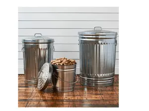 Galvanized Steel Locking Lid Storage Can - 6 Gallon Capacity Bottles Metal Containers Pet