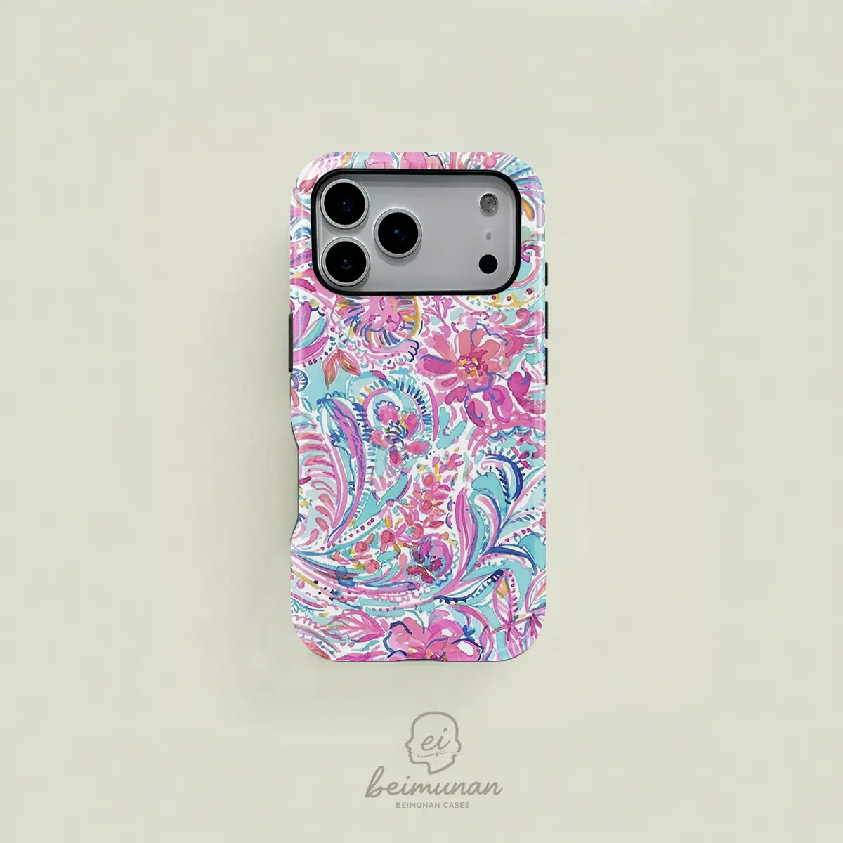This refreshing 2-in-1 phone case features a light blue watercolor-style floral paisley pattern, is durable and compatible with MagSafe, and works with iPhone 17/16/15/14/13/12/11 Pro Max/Plus/Pro. A simple and stylish design, it makes a perfect birthday