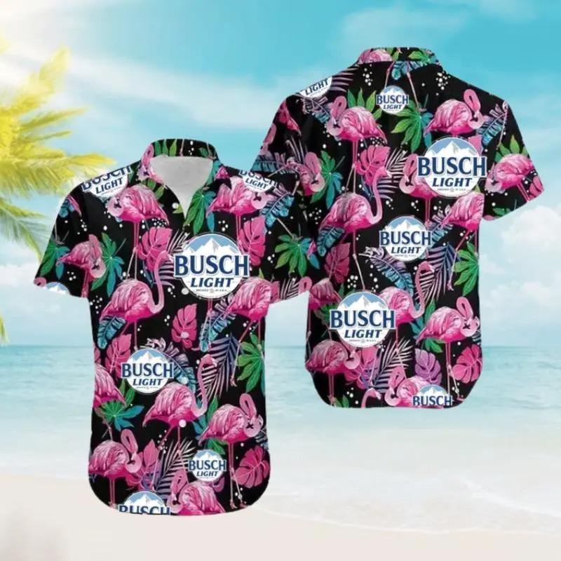 Flamingo Beer Hawaiian Shirt, Beer Style Tropical Short Sleeve Shirt, Summer Aloha Button Down Shirt, Gift for Him or Her
