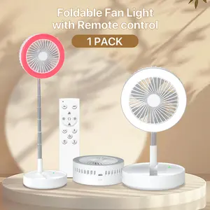 8000mAh Multifunction Battery Powered Oscillating Fan Rechargeable with Light and Remote, USB Foldable Fan Portable for Camping Travel Home (White)