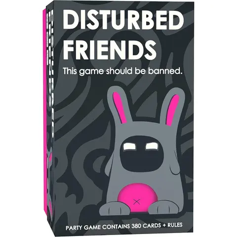 Disturbed Friends Party Game - Uncover Your Friends' True Nature with 380 Cards & Rules for Adults Friends Family College Students Fun Parties Board Games Nights Simple Engaging Gameplay Horrible Situations Ethical Debates