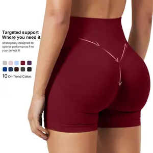 Lycra Women Workout Impact Shorts  Scrunch Butt Lifting Gym Seamless Booty Biker Shorts Butt-lifting fitness peach shorts, fitness wear, summer sports yoga pants High-elasticity sports training tight three-quarter deep squat pants