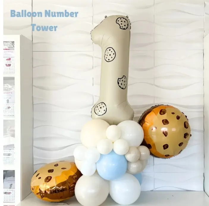 One Sweet Cookie Themed Balloon Set - Balloon Number Tower - One Sweet Year - One Tough Cookie - Sweet One Birthday - Number Tower