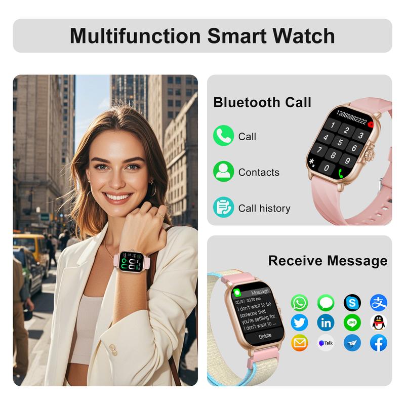 WSQ Smart Watches for Women & Men IP68 2.04 HD Touch Screen Fitness Tracker with ChatGPT AI Voice 3 Bands Step Counter Heart Rate Sleep Monitor Bluetooth GPS Wi-Fi Compatible Android iOS Multifunction Wearable Black