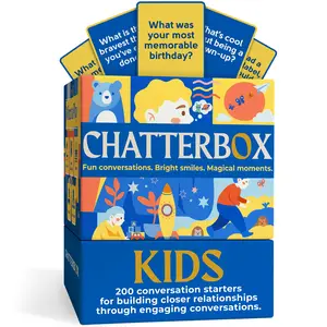 Chatterbox Conversation Cards for Kids, 200 Questions Designed for Kids and Children to Share, Connect and Enjoy Family Game Night, Family Reunion, Dinner Table, School Group Events & Road Trips