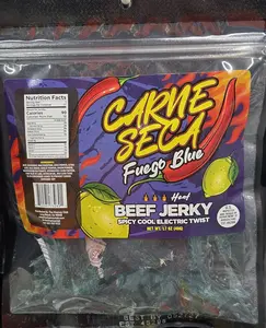 Carne Seca Fuego Blue Beef Jerky Spicy Electric Twist Snack 1.7 oz Dried Meat