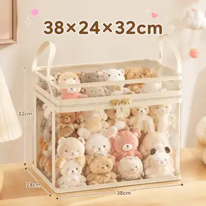 PVC Stuffed Animal & Doll Storage Box with Handle – Dustproof, Durable Toy Organizer for Kids’ Room, Playroom, Living Room, or Birthday Gift