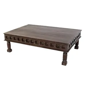 Handcrafted Eclectic Solid Wood 64 in. X 44 in. Large Coffee Table