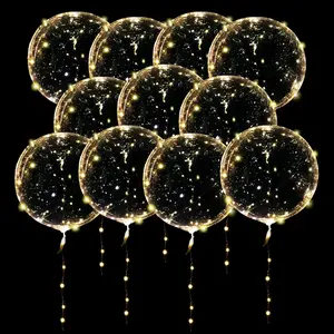 20 pack led balloons light up with warm white lights | 24 pcs 20inch transparent balloons and 20 pcs led lights | perfect supply for wedding, birthday party, glow stick party