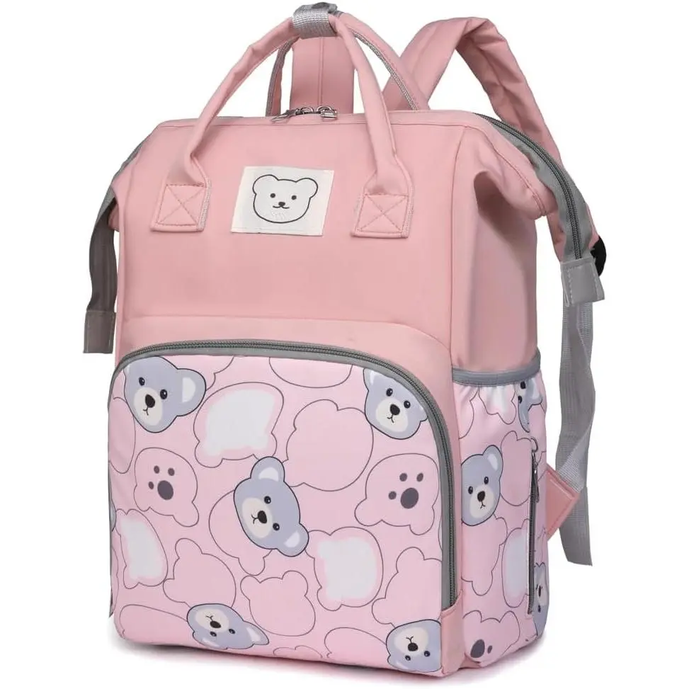 Diaper Bag Backpack Multifuntion Maternity Bag Baby Changing Bag For Mom Dads, Large Capacity, Waterproof,Multipocket (Pink)