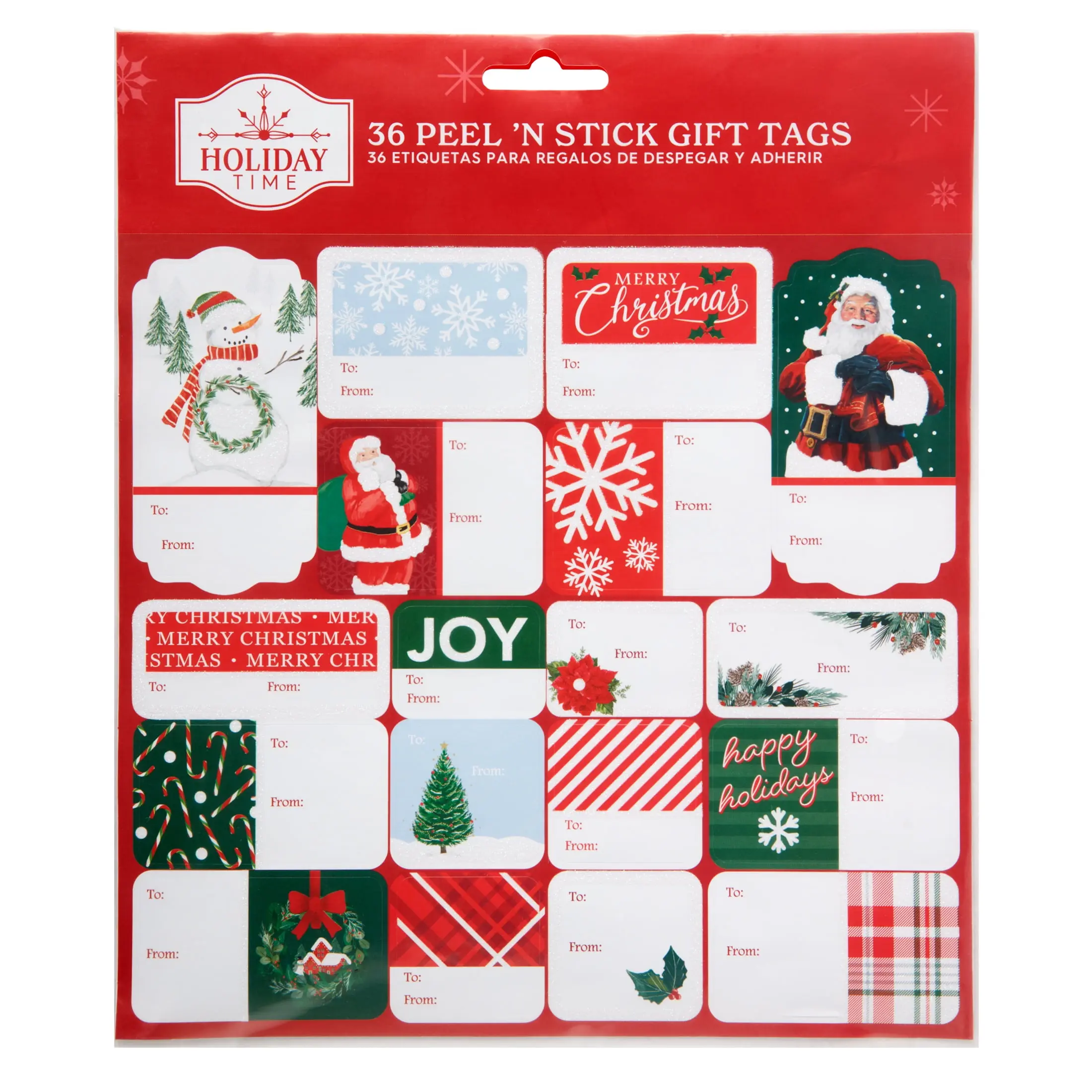 Peel 'N Stick Glitter Christmas Gift Tags, Multicolor, 36 Count, by Holiday Time