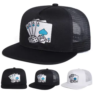 Unisex Poker Dice Embroidered Hip Hop Hat Mesh Hat Outdoor Adjustable Sunscreen Leisure Hat Spring Autumn Travel Tourism Beach Vacation